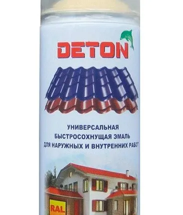 Фото №0 Эмаль аэрозольная алкидная универсальная 520мл RAL 9005 матовая чёрная DETON