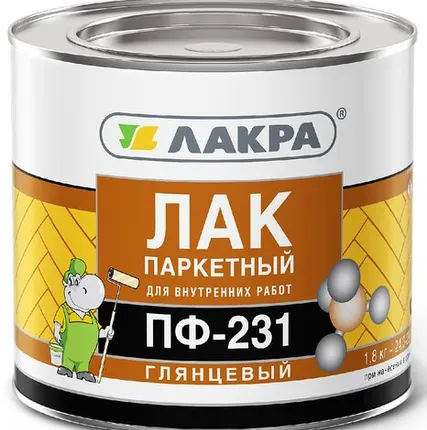 Фото №0 Лак ЛАКРА Лак для отделки паркета ЛАКРА ПФ-231 1,8 кг глянцевый