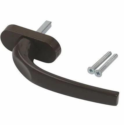 Фото №0 Ручка оконная алюминиевая IKON штифт 37 мм, 2 винта, коричневый, RAL8019