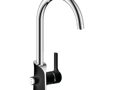 фото смеситель для кухни ARGOtech ELAT с каналом для фильтра хром/черный