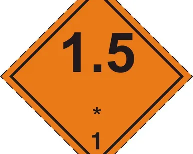 фото Знак «Взрывчатые вещества и изделия, подкласс 1.5» (250х250)