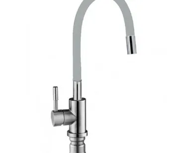 фото смеситель для кухни LUCKY TAP гибкий серый без подводки