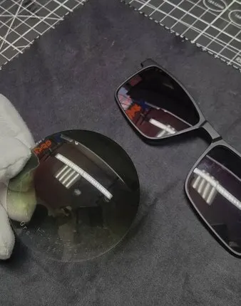 Фото №0 Окрас полимерных линз градиент (серый, коричневый) + UV