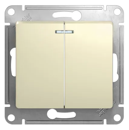 Фото №0 Механизм выключателя 2-кл. СП Glossa 10А IP20 (сх. 5а) 10AX с подсветкой беж. SchE GSL000253