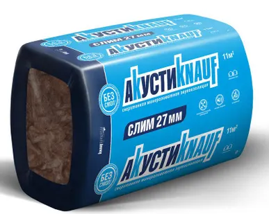 фото Утеплитель АкустиКНАУФ СЛИМ AS037 (27х600х920 мм) 20шт, 11м2 (0,298м3) KNAUF INSULATION