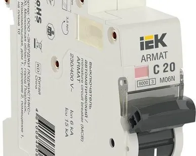 фото Выключатель автоматический 1п C 20А M06N ARMAT IEK AR-M06N-1-C020