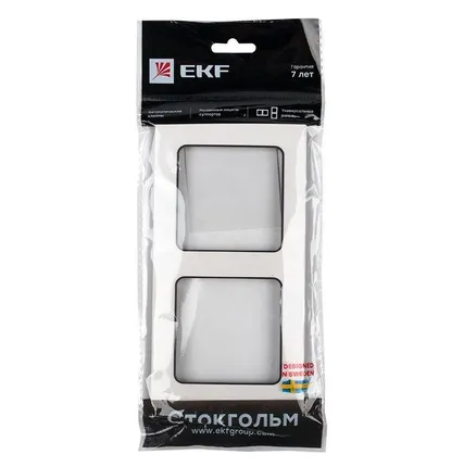 Фото №2 Рамка 2-м Стокгольм бел. с линией цвета черн. PROxima EKF EXM-G-305-10