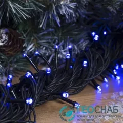 фото Светодиодная гирлянда-нить 100 led (10м) нить тёмная, свечение синее