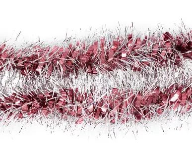 фото Мишура пышная розовая с серебром 10 см х 2 м