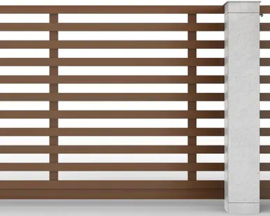 фото Откатные ворота ал-профиль коричневые горинонтальные 3500х2000 мм