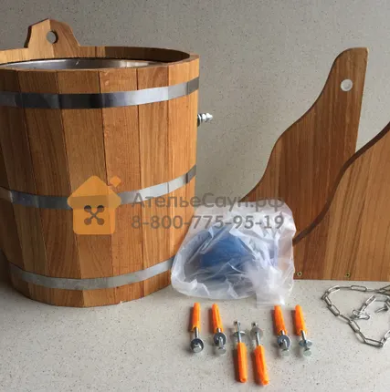 Фото №3 Обливное устройство WoodSon 20 л из дуба, с нержавеющей вставкой (арт. WOU3)