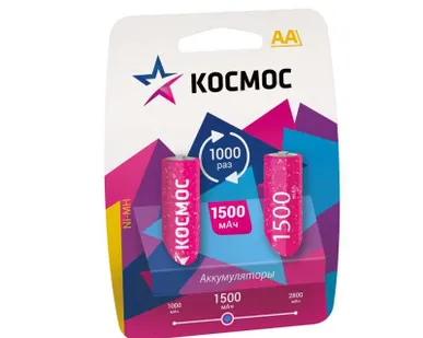 фото Аккумулятор R6 NI-MN 1500мА.ч BP-2 (блист.2шт) Космос KOCR6NIMH(1500mA)