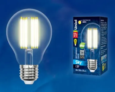 фото Лампа LED-A70-17W/3000K/E27/CL PLS02WH Лампа светодиодная. Форма "A", прозрачная. Серия Sky. Теплый белый свет (3000K). Картон. ТМ Uniel.