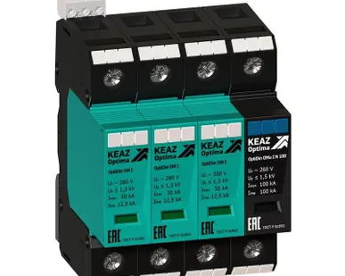 фото Ограничитель импульсных перенапряжений (УЗИП) OptiDin OM I 3+Nu 280/12.5/R КЭАЗ 114277