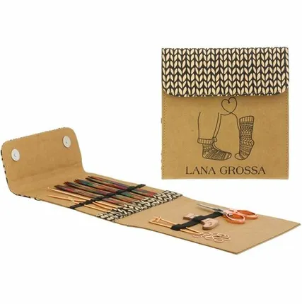 Фото №0 Набор инструментов для вязания носков (дерево, многоцветные, замша), цвет БЕЖЕВЫЙ