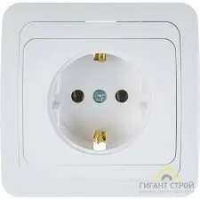 фото Розетка 1-м. СП СLASSICO с заземл. 16А бел ASD 2028