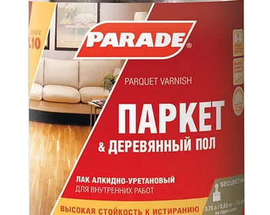 фото Лак паркетный алкидно-уретановый CLASSIC L10 полуматовый 0,75 л. PARADE