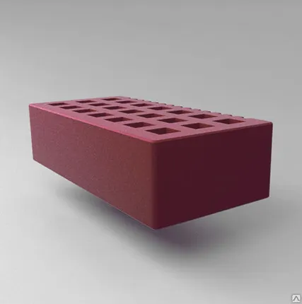 Фото №0 Кирпич керамический лицевой пустотелый с фаской̆ 1 НФ бордо гладкий