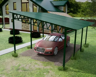 фото Односкатный навес №31 из профнастила 4,9х6,3 м