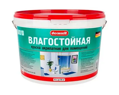 фото Краска акрилатная влагостойкая белая Decoself Pufas 10 л / 15,7 кг