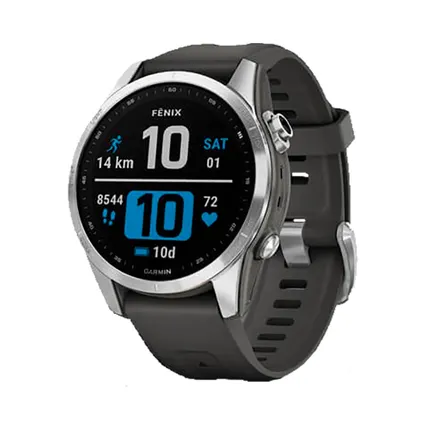 Фото №0 Часы Garmin Fenix 7S серебристый с графитовым силиконовым ремешком