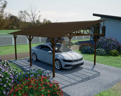 фото Односкатный навес №33 из поликарбоната 3,9х6,3 м