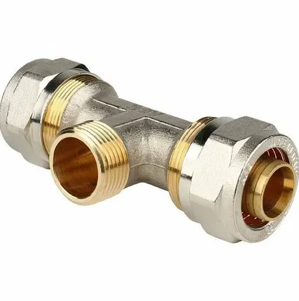 Фото №0 Тройник-переходник STOUT с наружной резьбой 3/4 х26 для металлопластиковых труб винтовой