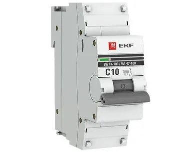 фото Выключатель автоматический модульный 1п C 10А 10кА ВА 47-100 PROxima EKF mcb47100-1-10C-pro