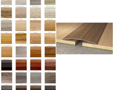 фото Стык широкий 60х900мм Дуб Камелия алюминиевый Русский профиль