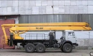 фото Автогидроподъемник ВС-28К Э.И. на шасси КАМАЗ-5350 (6х6) (трехколен.)