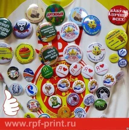 Фото №0 Изготовление закатных металлических значков диаметром 58 мм. Тираж 200 шт.