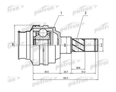фото Patron ШРУС внутренний 22x35x34 CHEVROLET LANOS (T100) 97 02