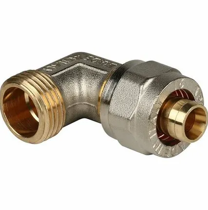 Фото №0 Угольник-переходник STOUT с наружной резьбой 1/2 х16 для металлопластиковых труб винтовой