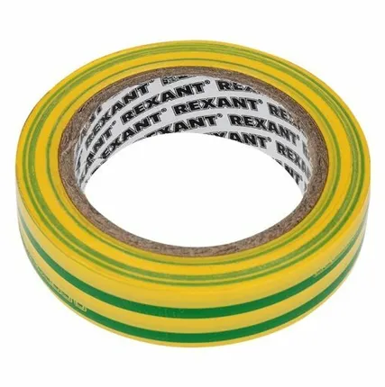 Фото №0 Лента изоляционная Kranz Изолента желто-зеленая ПВХ 19х25х0.13мм (KR-09-2207)