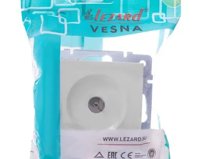 фото Розетка телевизионная оконечная TV 1-м СП Vesna механизм бел. LEZARD 742-0288-130