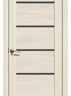 фото Дверь межкомнатная 206 (La Stella) черное стекло, экошпон, Ясень снежный 2000х700мм