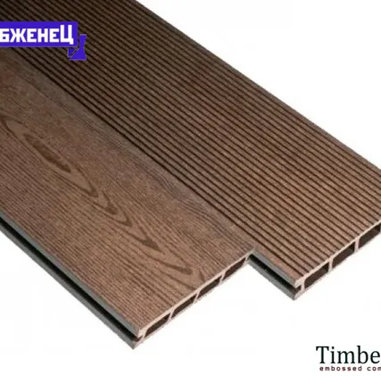 Фото №0 Террасная доска из ДПК Timbertex "Classic" цвет: Темно-Коричневый, 146x24 мм (цена м2)