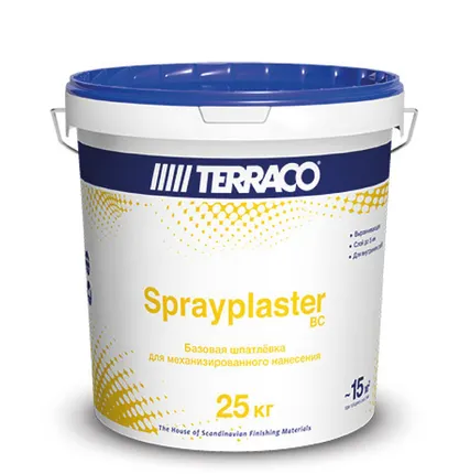 Фото №0 Базовая шпатлевка для механизированного нанесения Terraco Sprayplaster acrilic BC interior ВЕДРО 25 кг