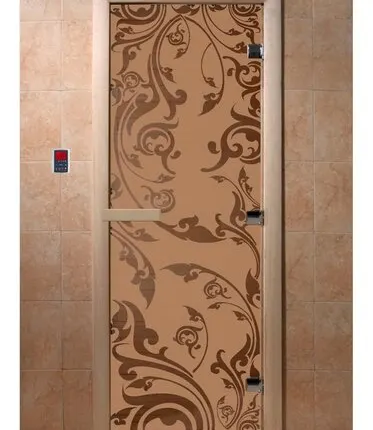 Фото №0 Дверь "Венеция" (бронза матовое) 190х70, 8 мм, 3 петли, коробка ольха, Банный Эксперт