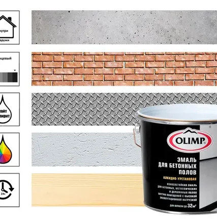 Фото №0 Эмаль для бетонных полов Olimp 2,7 л, база А, белый