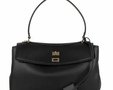 фото Черная кожаная сумка Чарли с поворотным замком TJ COLLECTION YB 5426015 BLK