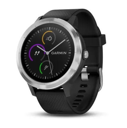 Фото №0 Часы Garmin Vivoactive 3 серебристые с черным ремешком