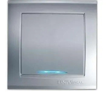 фото Выключатель 1-кл. СП Бриллиант 10А IP20 с подсветкой серебр. UNIVersal 7949643