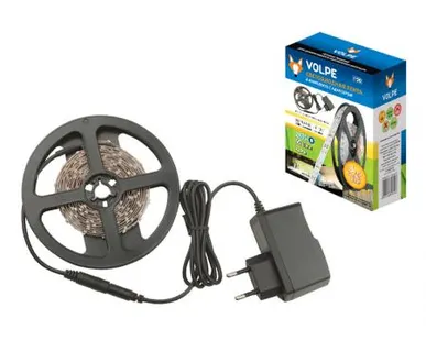 фото Светодиодная лента ULS-Q721 2835-60LED/m-IP20-2.5M-WW RRP24C00 Комплект светодиодной ленты 2.5м. IP20. Теплый белый свет. Адаптер 24Вт. TM Volpe.