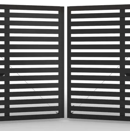 Фото №0 Распашные ворота AL-профиль горизонтальные черные 3500х2000 мм