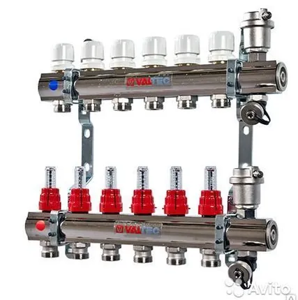 Фото №0 Колл. гр. с расходомерами, дренаж. краном и воздухоотвод., сталь 1"х 6х3/4"