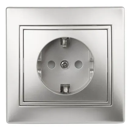 Фото №0 Розетка СП Plano 2P+E Schuko 1-202-03 16А-250В IP20 алюм. Intro Б0030058