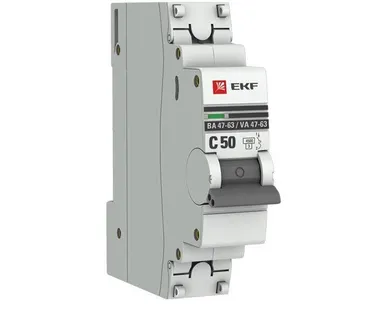 фото Выключатель автоматический модульный 1п C 50А 4.5кА ВА 47-63 PROxima EKF mcb4763-1-50C-pro
