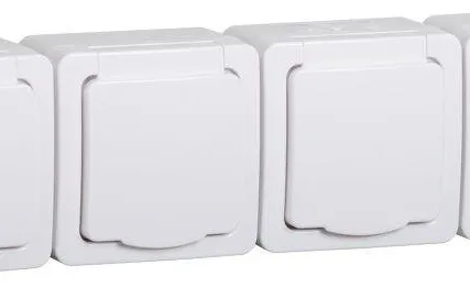 Фото №0 Розетка 4-м ОП Гермес Plus РСб24-3-ГПБб с защ. крышкой с заземл. IP54 бел. ИЭК ERMP42-K01-16-54-EC