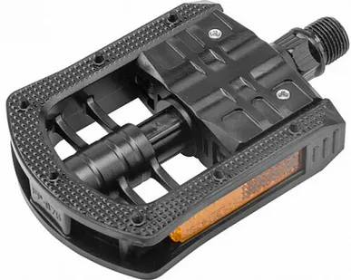 фото Педали FP-875, ось 9/16"складные, со светоотражателями, пластиковые чёрные
